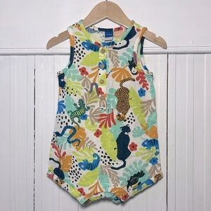 OLD NAVY VGUC 100% Cotton Muslin Colorful Jungle Zoo Animals Romper